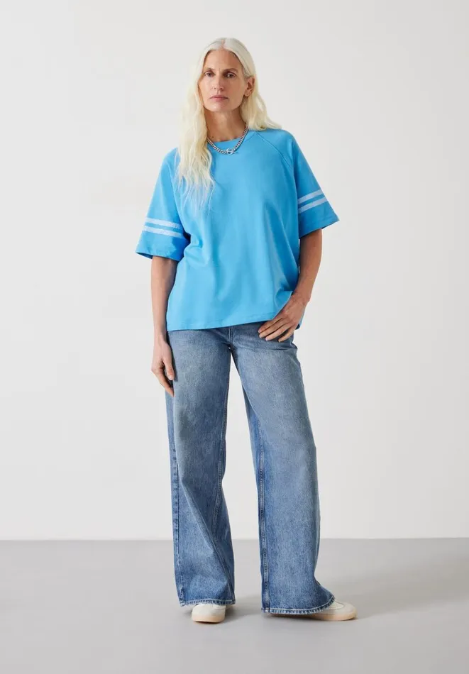 Hush Tops and Tshirts Women Flynn Relaxed Stripe TShirt Sea Blue