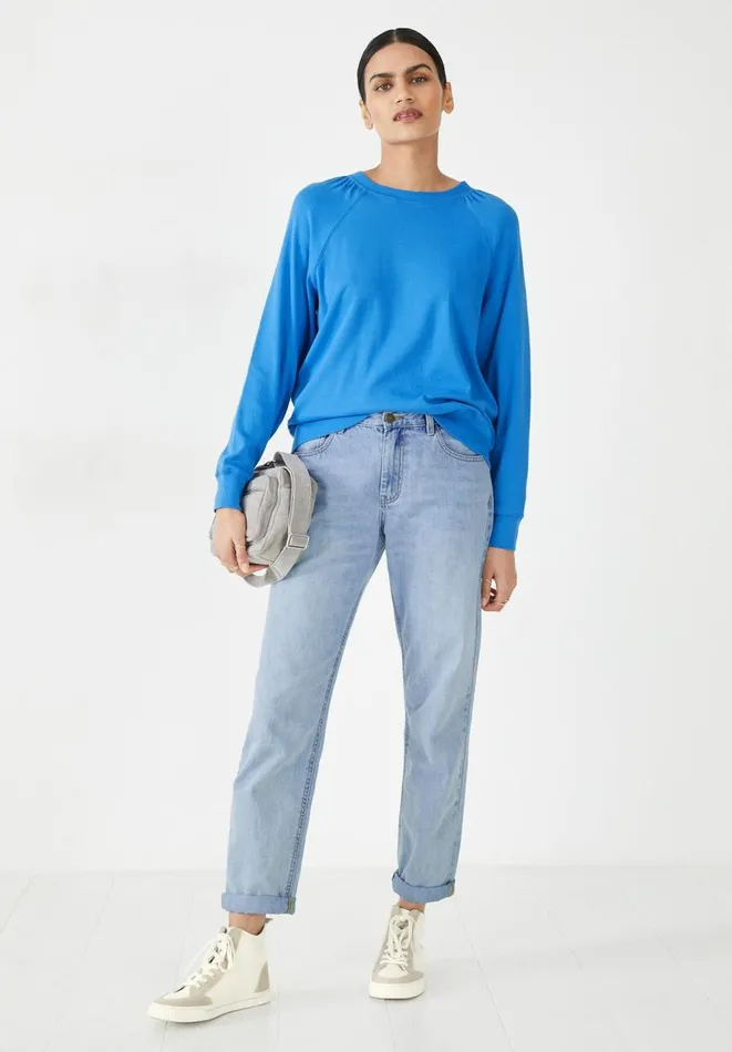 Hush Tops and Tshirts Women Genevieve Raglan Gathered Sleeve Top Radiant Blue