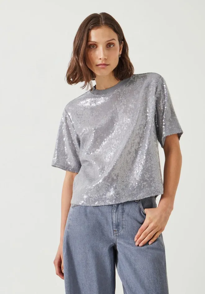 Hush Tops and Tshirts Women Holly Sequin TShirt Grey