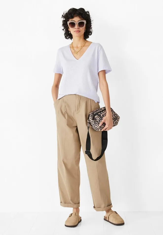 Hush Tops and Tshirts Women Kali Cotton Slub VNeck TShirt Lilac