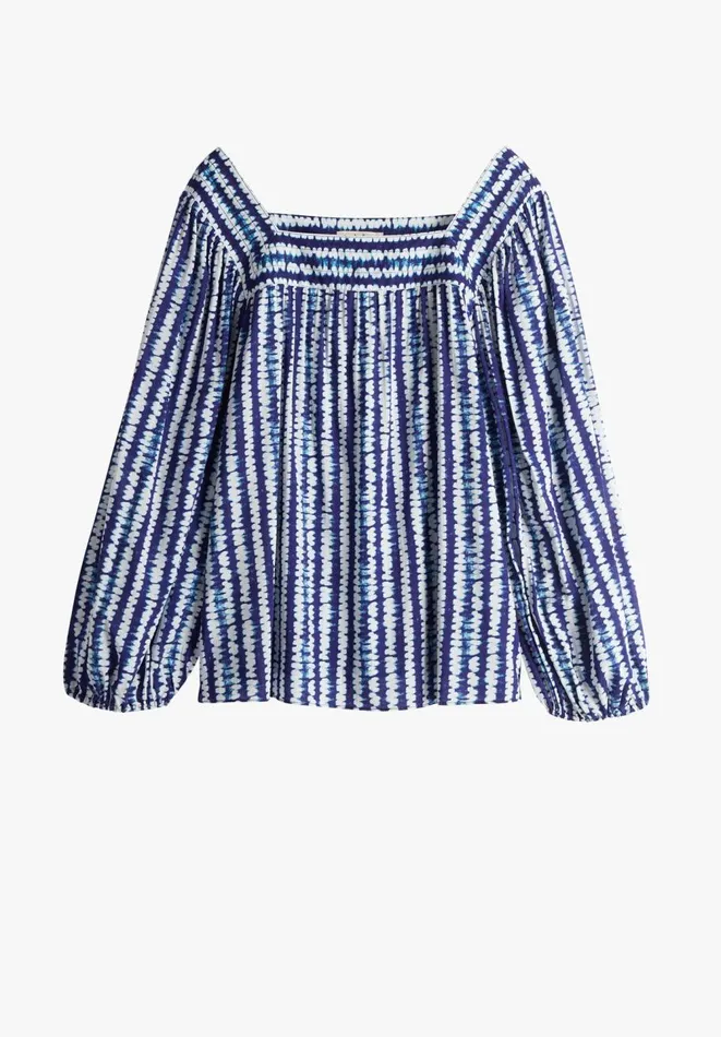 Hush Tops and Tshirts Women Keyleigh Square Neck Top Shibori Stripe Navy