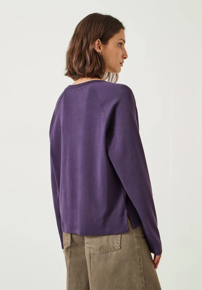 Hush Tops and Tshirts Women Matilda Cotton Raglan Top Dark Purple Hush Tops and Tshirts Women Matilda Cotton Raglan Top Dark Purple