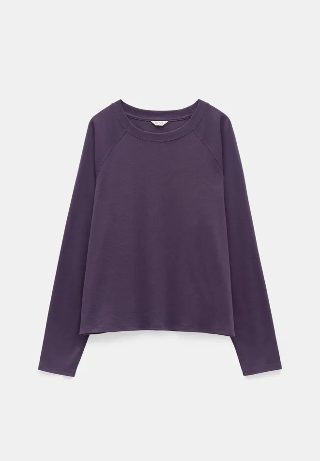 Hush Tops and Tshirts Women Matilda Cotton Raglan Top Dark Purple Hush Tops and Tshirts Women Matilda Cotton Raglan Top Dark Purple