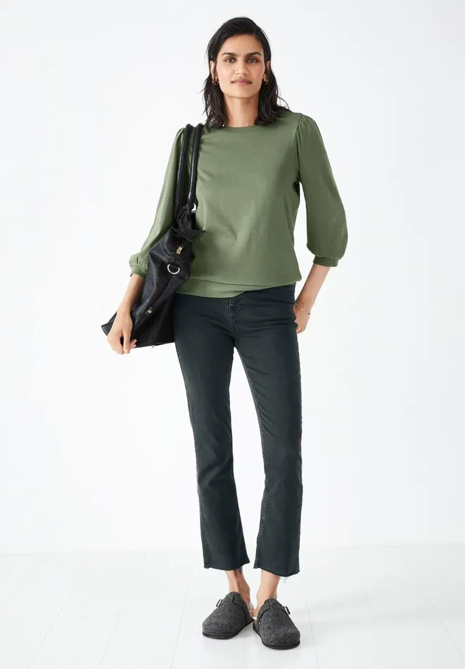 Hush Tops and Tshirts Women Mimi Puff Sleeve TShirt Khaki