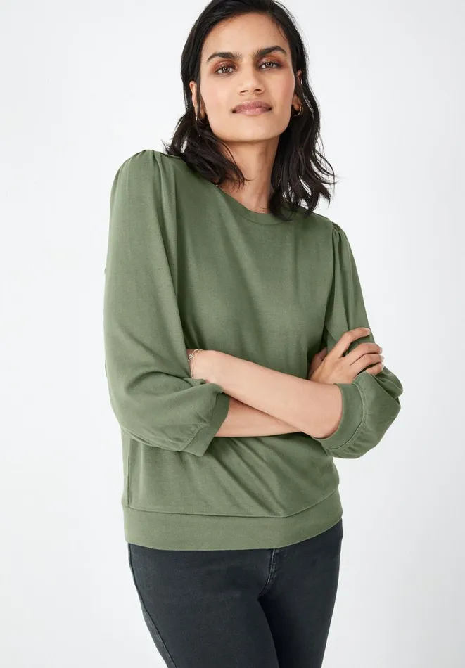 Hush Tops and Tshirts Women Mimi Puff Sleeve TShirt Khaki Hush Tops and Tshirts Women Mimi Puff Sleeve TShirt Khaki