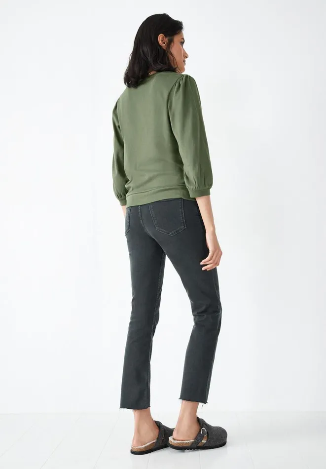 Hush Tops and Tshirts Women Mimi Puff Sleeve TShirt Khaki Hush Tops and Tshirts Women Mimi Puff Sleeve TShirt Khaki