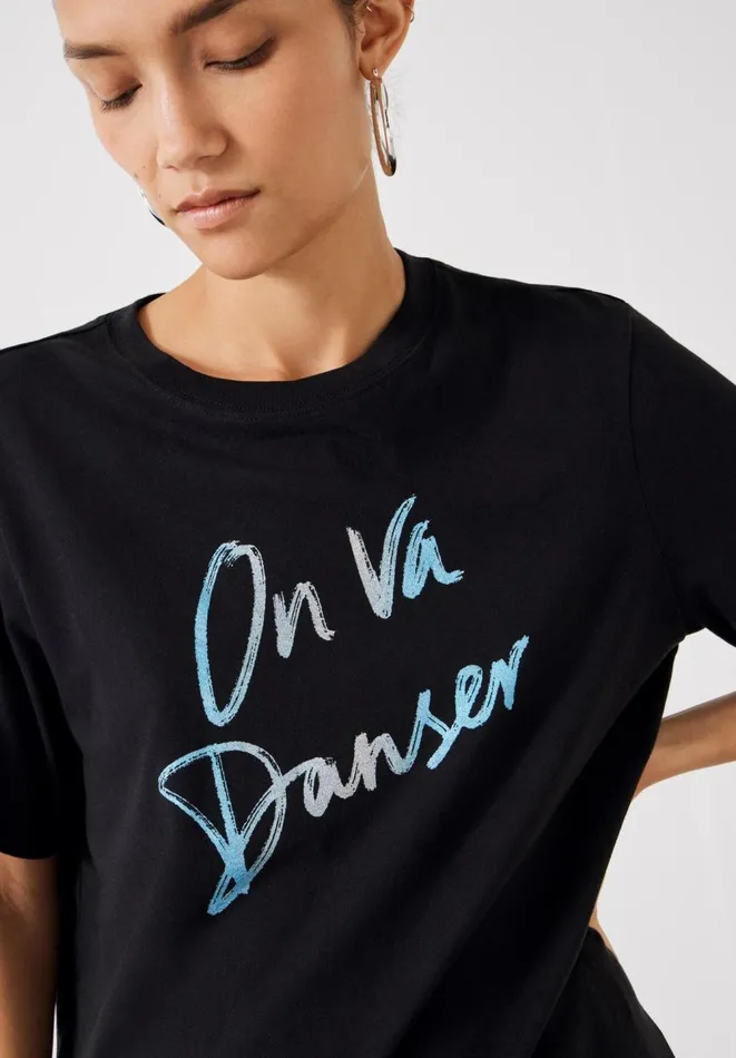 Hush Tops and Tshirts Women On Va Danser TShirt Black Hush Tops and Tshirts Women On Va Danser TShirt Black