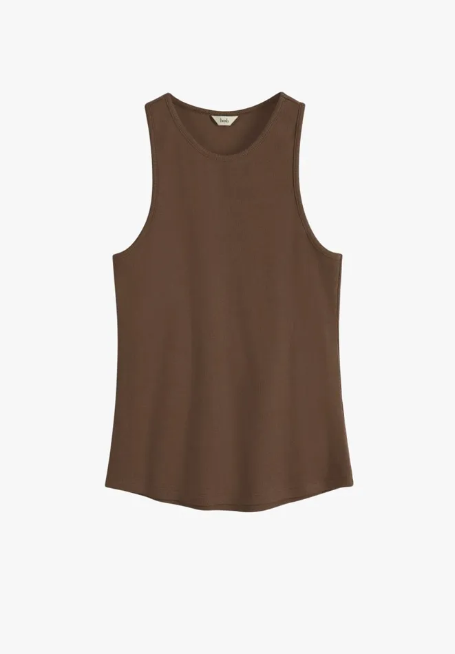 Hush Tops and Tshirts Women Ribbed Scooped Vest Chocolate