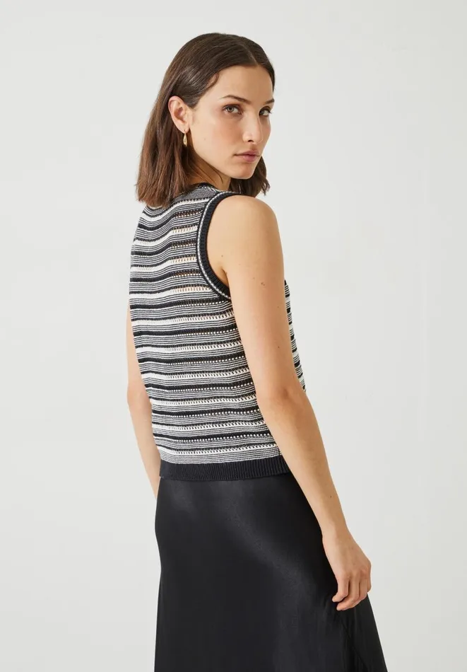 Hush Tops and Tshirts Women Shannon Textured Knitted Tank Top Black Soft White