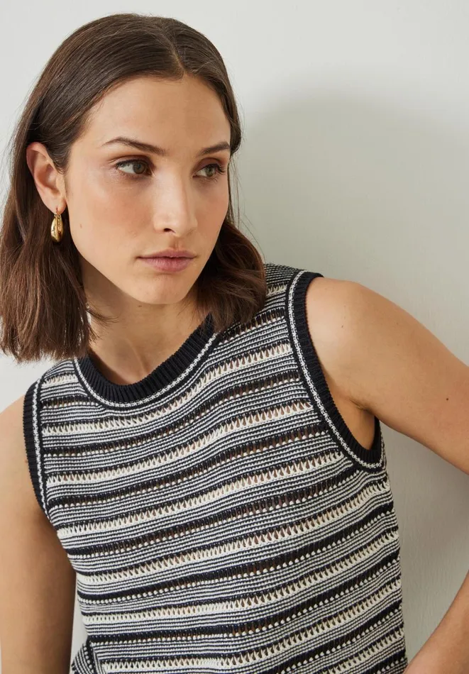 Hush Tops and Tshirts Women Shannon Textured Knitted Tank Top Black Soft White