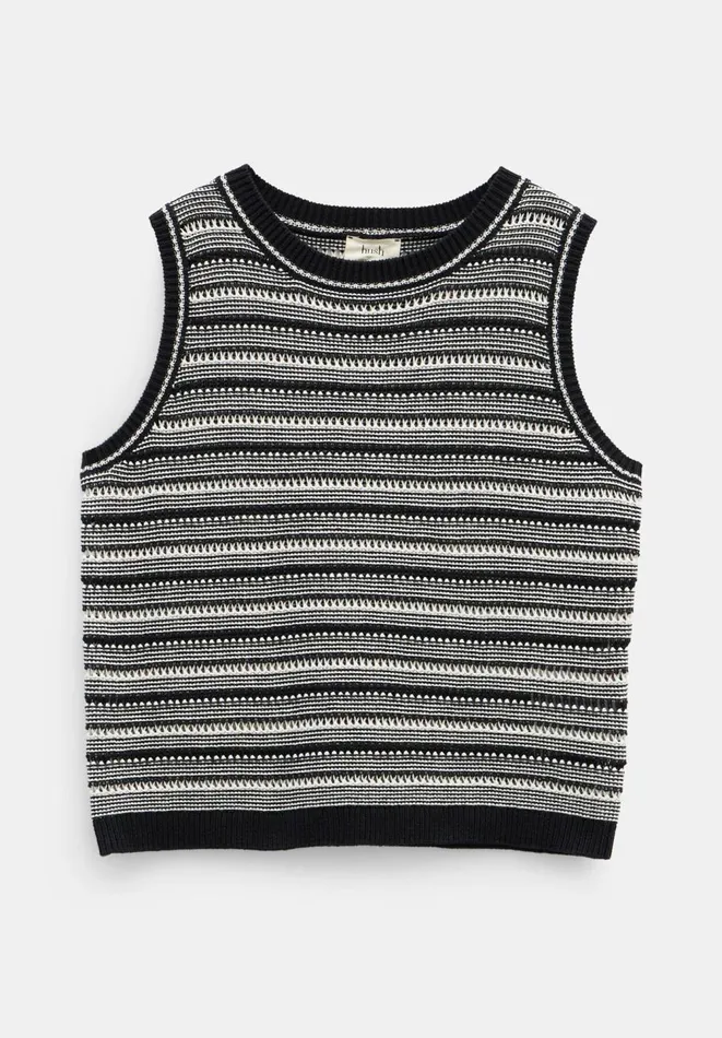 Hush Tops and Tshirts Women Shannon Textured Knitted Tank Top Black Soft White