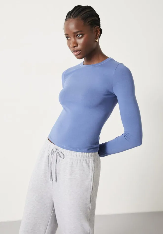 Hush Tops and Tshirts Women Simmy Fitted Long Sleeve Top Denim Blue