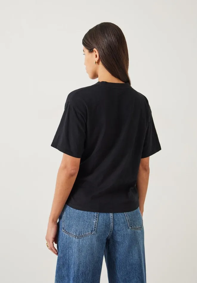 Hush Tops and Tshirts Women Tamsen Relaxed Tuck Detail Slub TShirt Black Onyx Hush Tops and Tshirts Women Tamsen Relaxed Tuck Detail Slub TShirt Black Onyx