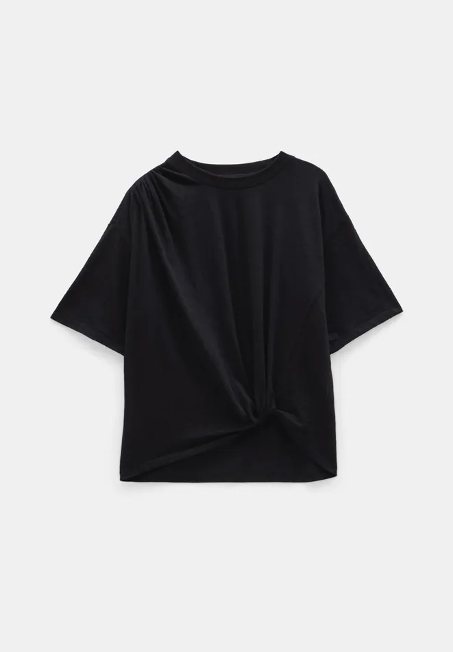 Hush Tops and Tshirts Women Tamsen Relaxed Tuck Detail Slub TShirt Black Onyx Hush Tops and Tshirts Women Tamsen Relaxed Tuck Detail Slub TShirt Black Onyx
