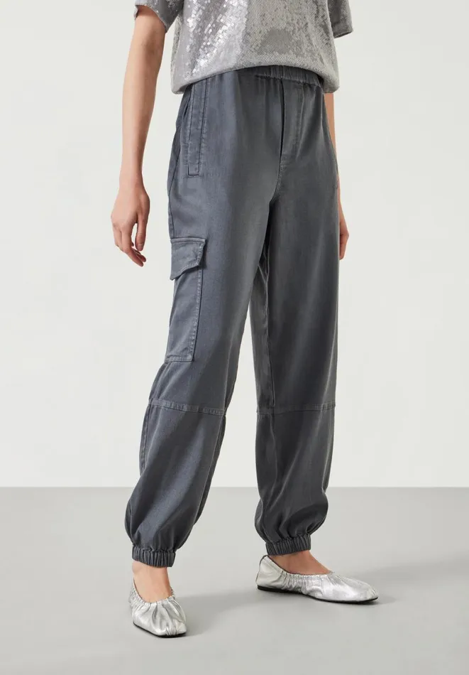 Hush Trousers Women Ava Washed Cargo Trousers Steel Blue