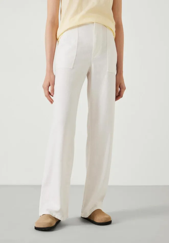 Hush Trousers Women Raye Linen Straight Leg Trousers White Hush Trousers Women Raye Linen Straight Leg Trousers White
