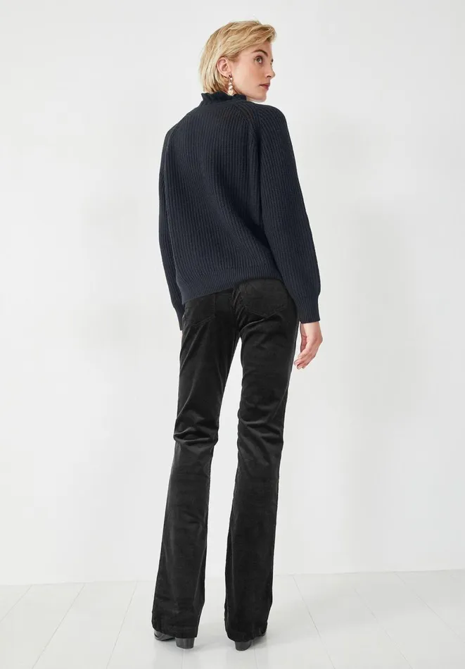 Hush Trousers Women Sable Cord Slim Flare Trousers Black