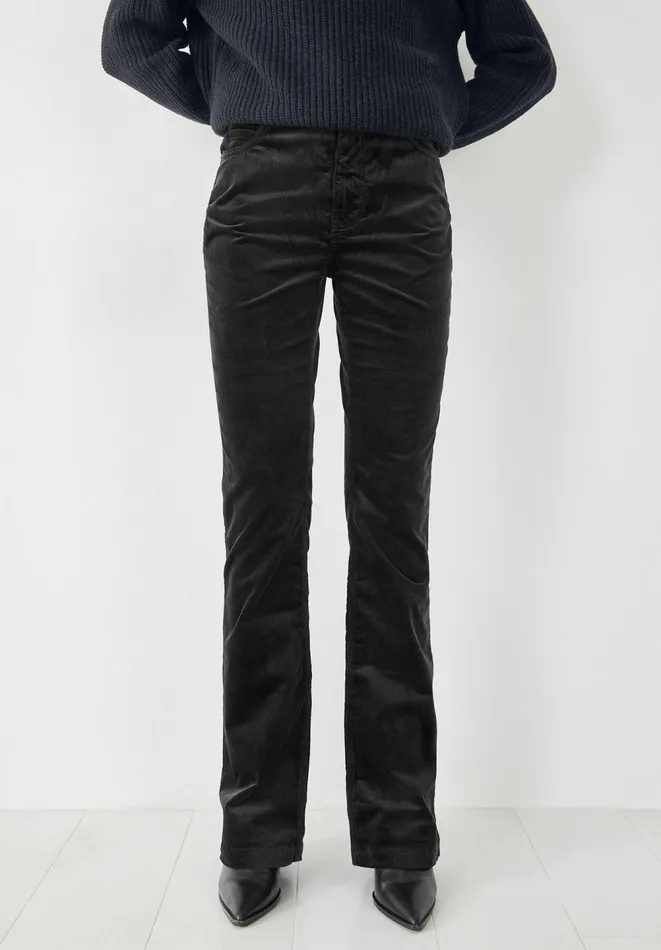 Hush Trousers Women Sable Cord Slim Flare Trousers Black