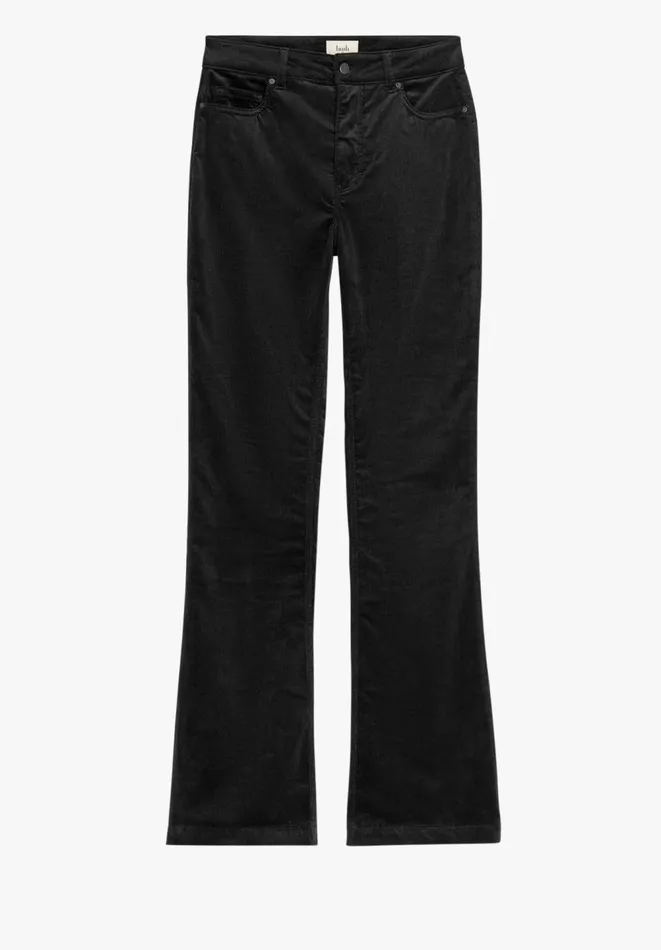 Hush Trousers Women Sable Cord Slim Flare Trousers Black