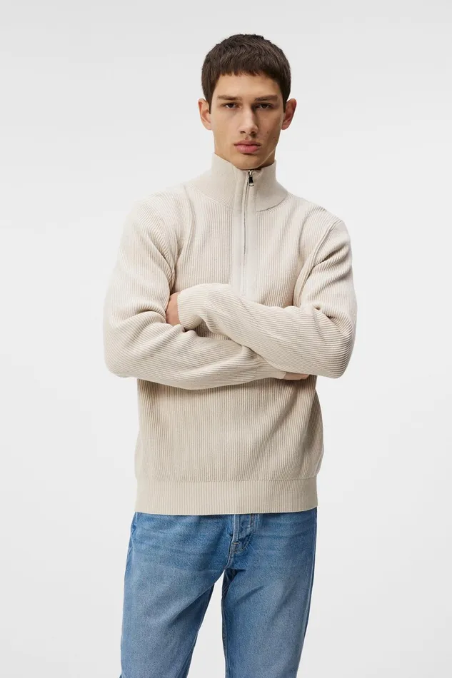 JLindeberg Knitwear Men Alex Half Zip Knitted Sweater