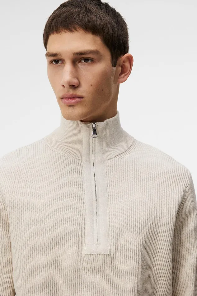 JLindeberg Knitwear Men Alex Half Zip Knitted Sweater