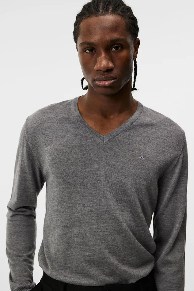 JLindeberg Knitwear Men Lymann Merino VNeck Sweater