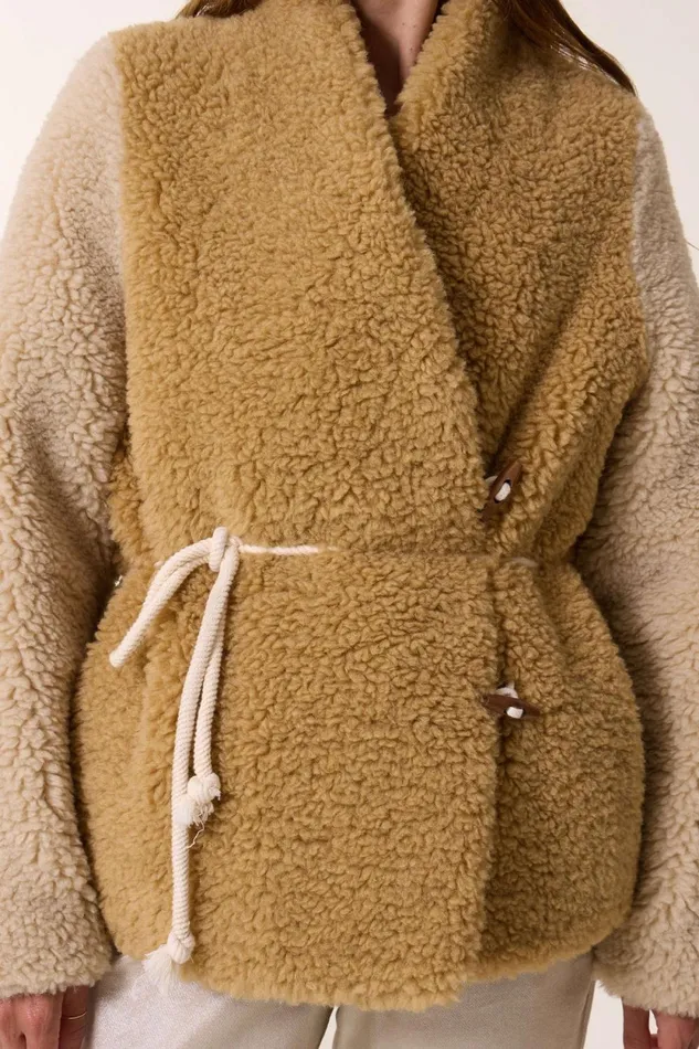 Jackets and Coats Women Leon and Harper Vaena Mix Coat Beige