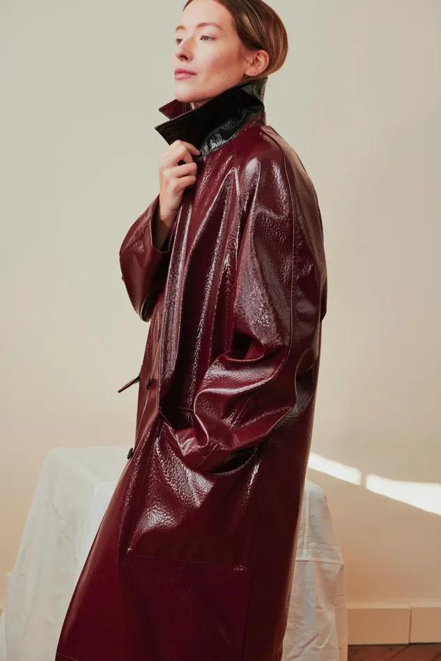Jackets and Coats Women Leon and Harper Vahi Pln Trenchcoat Burgandy
