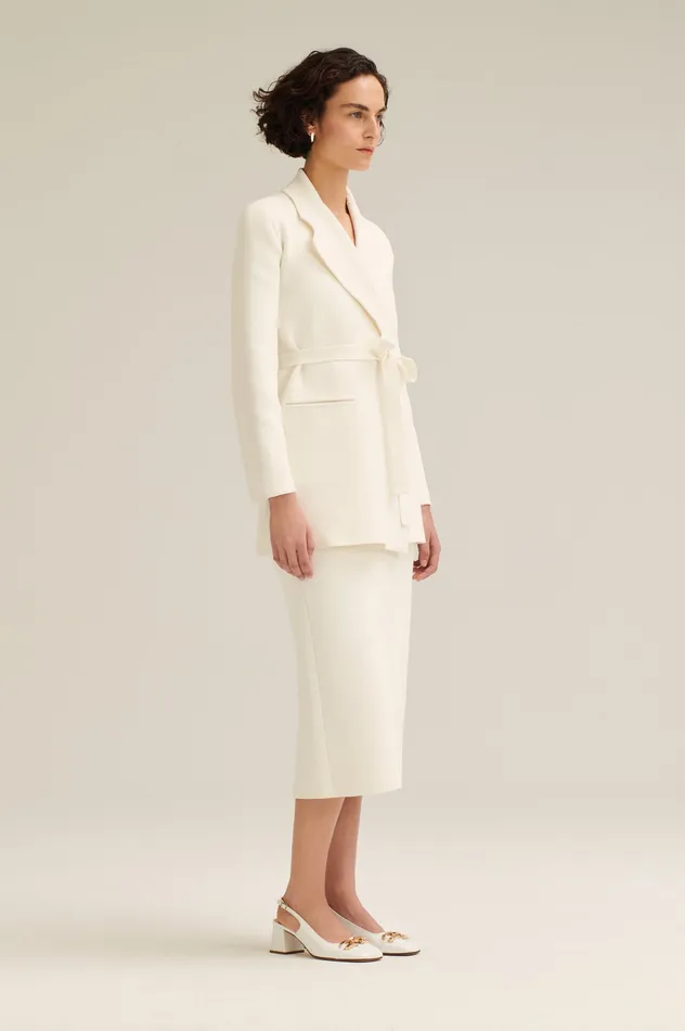 Jackets CREPE KNIT LOOSE TAILORED JACKET CREAM 8211 Scanlan Theodore Women Jackets CREPE KNIT LOOSE TAILORED JACKET CREAM 8211 Scanlan Theodore Women