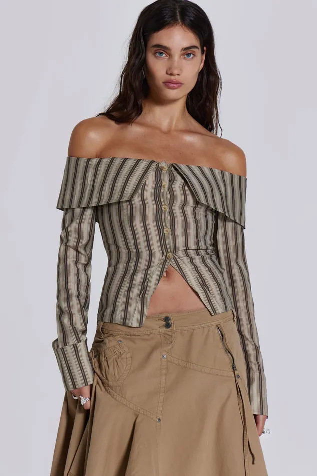 Jaded London Shop Emra Off The Shoulder Shirt Women Tops