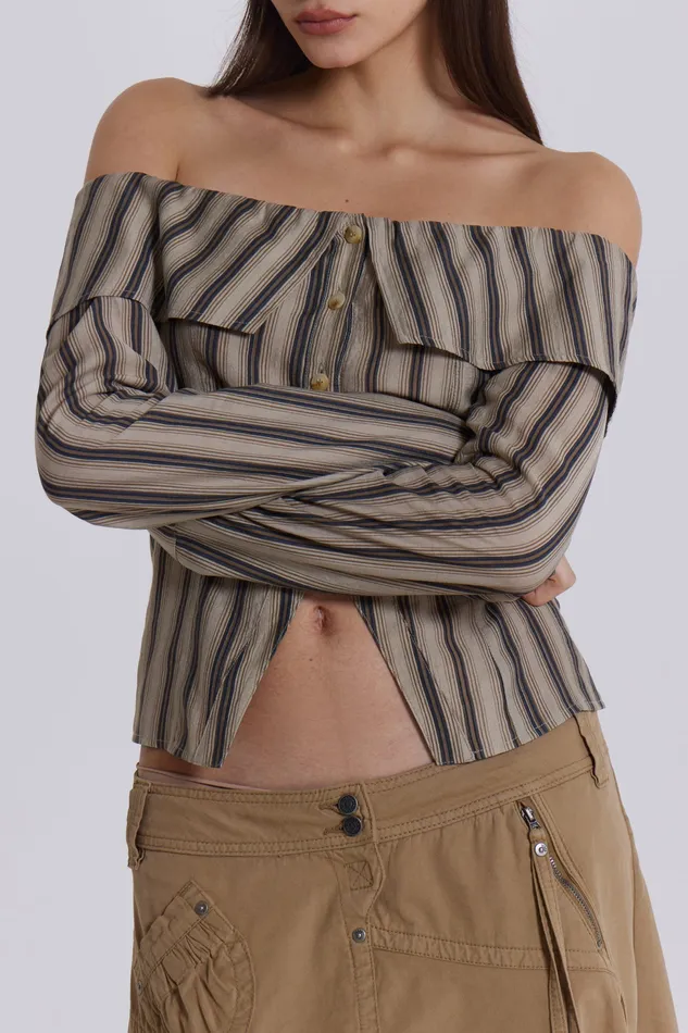 Jaded London Shop Emra Off The Shoulder Shirt Women Tops