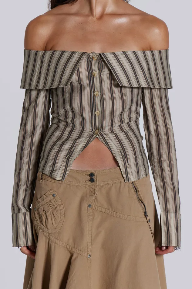 Jaded London Shop Emra Off The Shoulder Shirt Women Tops