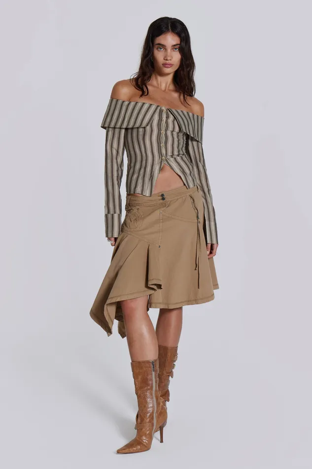 Jaded London Shop Emra Off The Shoulder Shirt Women Tops