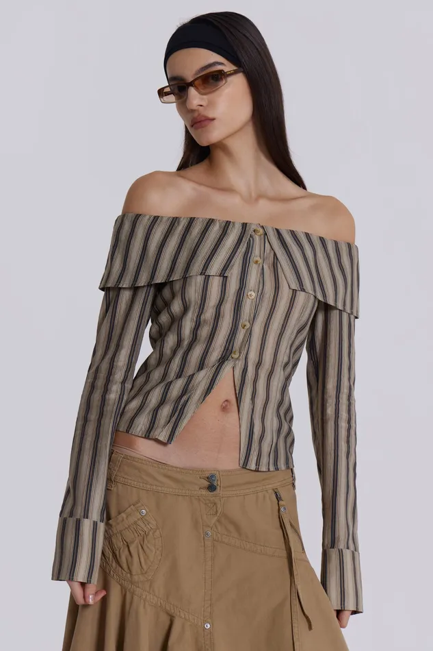 Jaded London Shop Emra Off The Shoulder Shirt Women Tops