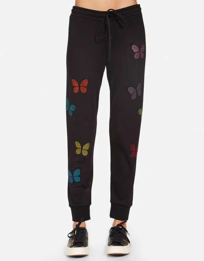 Jess Crystal Butterfly Black Women039s Lauren Moshi Long Sweatpants