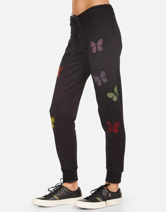 Jess Crystal Butterfly Black Women039s Lauren Moshi Long Sweatpants