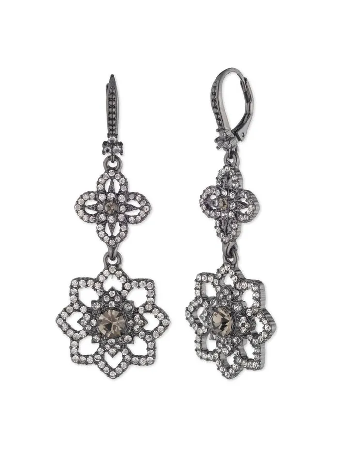 Jewelry Marchesa Earrings Lace Double Drop Earring Black Diamond
