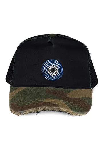 Jilly Crystal Evil Eye Black Camo Women039s Lauren Moshi Hats