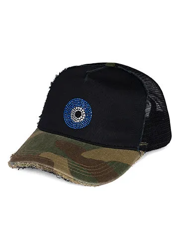 Jilly Crystal Evil Eye Black Camo Women039s Lauren Moshi Hats