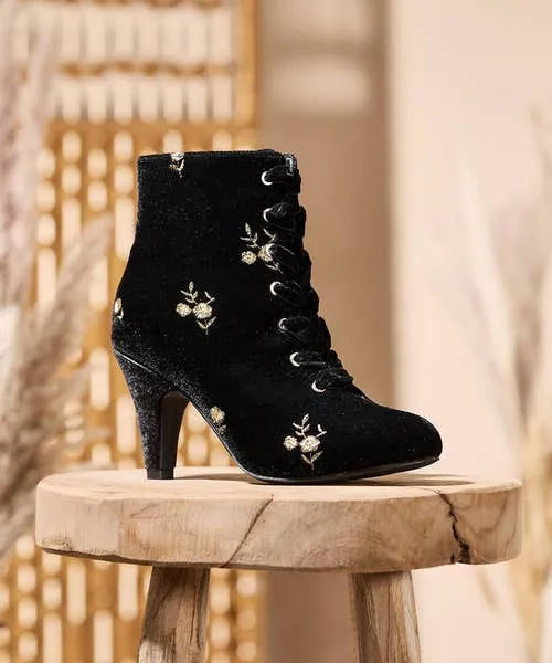 Joebrowns Shoes Sandals and Boots Apparel Evening Rose Velvet Boots BlackGold