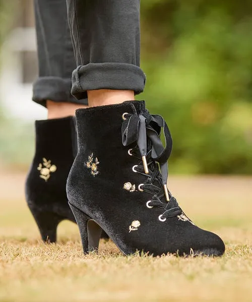 Joebrowns Shoes Sandals and Boots Apparel Evening Rose Velvet Boots BlackGold