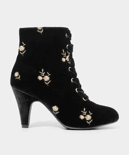 Joebrowns Shoes Sandals and Boots Apparel Evening Rose Velvet Boots BlackGold