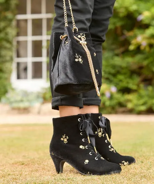 Joebrowns Shoes Sandals and Boots Apparel Evening Rose Velvet Boots BlackGold