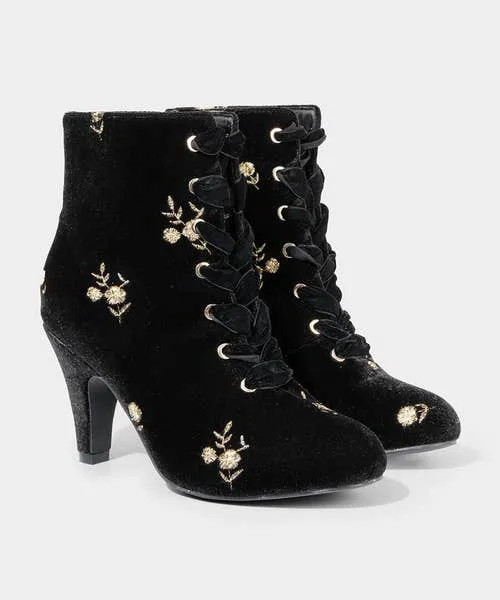 Joebrowns Shoes Sandals and Boots Apparel Evening Rose Velvet Boots BlackGold