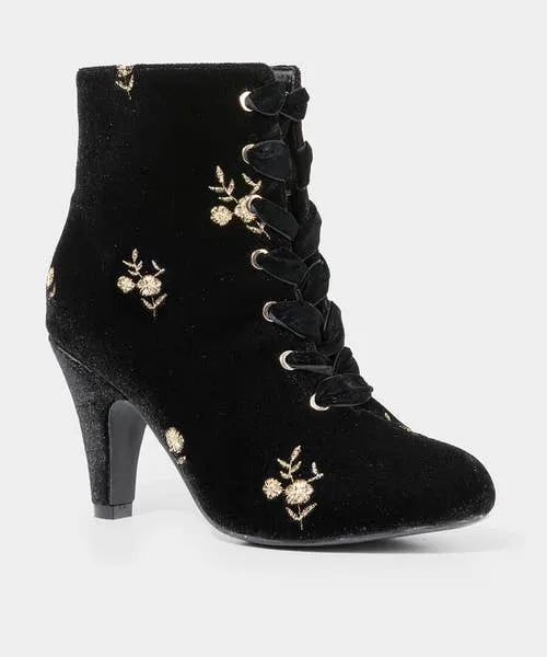 Joebrowns Shoes Sandals and Boots Apparel Evening Rose Velvet Boots BlackGold