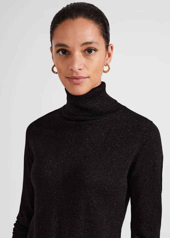 Jumpers and Cardigans Women HOBBS Olive Sparkle Roll Neck Jumper Black Red