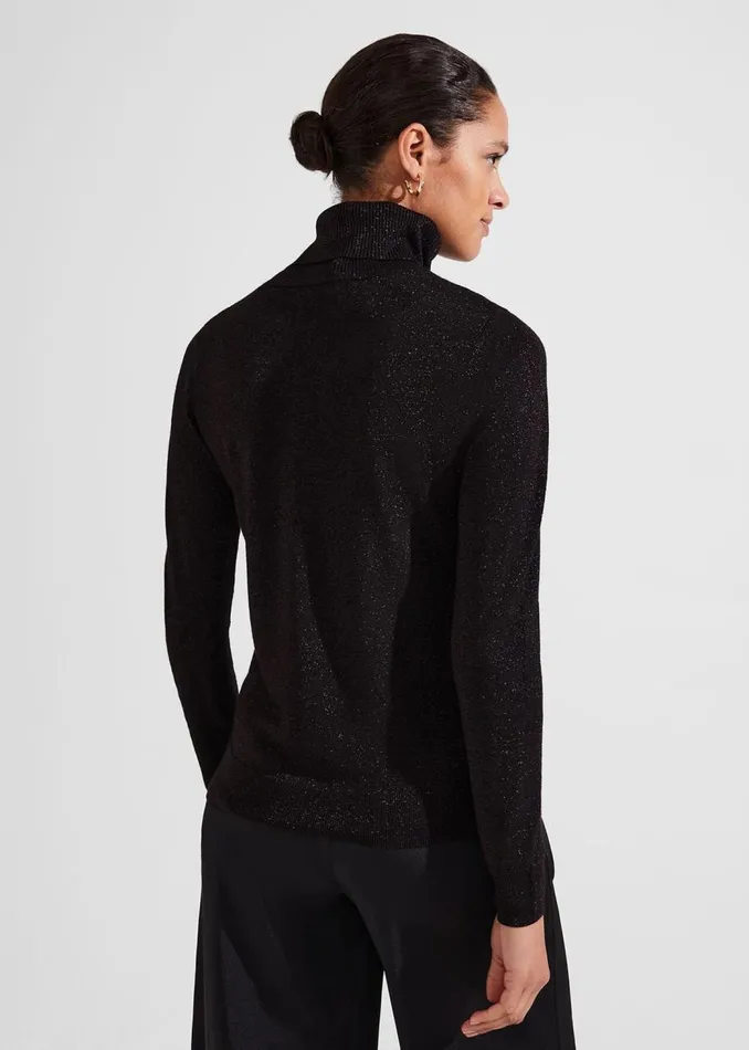 Jumpers and Cardigans Women HOBBS Olive Sparkle Roll Neck Jumper Black Red