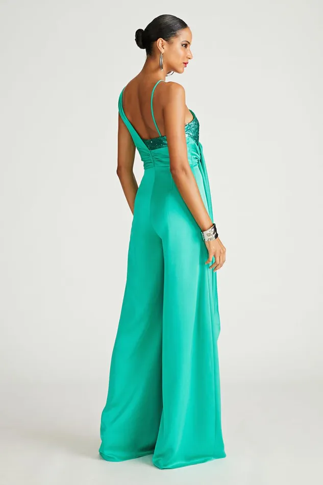 Jumpsuits Women Halston Khi Jumpsuit In Satin and Sequin Vivid Green