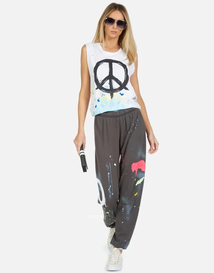 Kel Brush Peace Whitepaint Splatter Women039s Lauren Moshi Tanks
