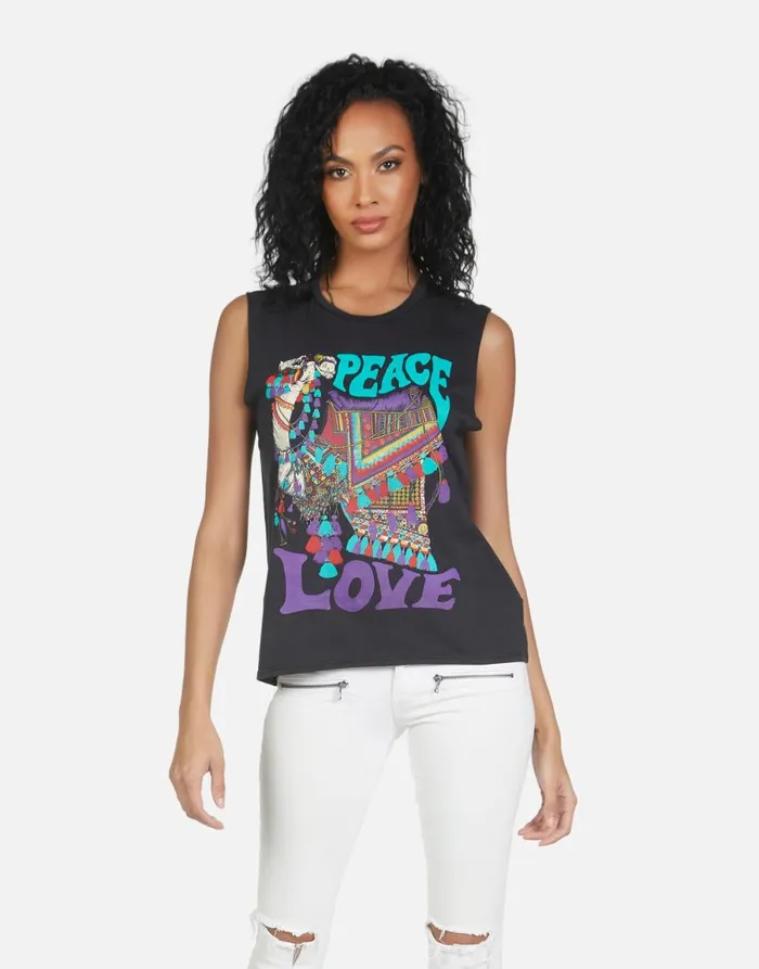 Kel Peace Love Camel Onyx Women039s Lauren Moshi Tanks